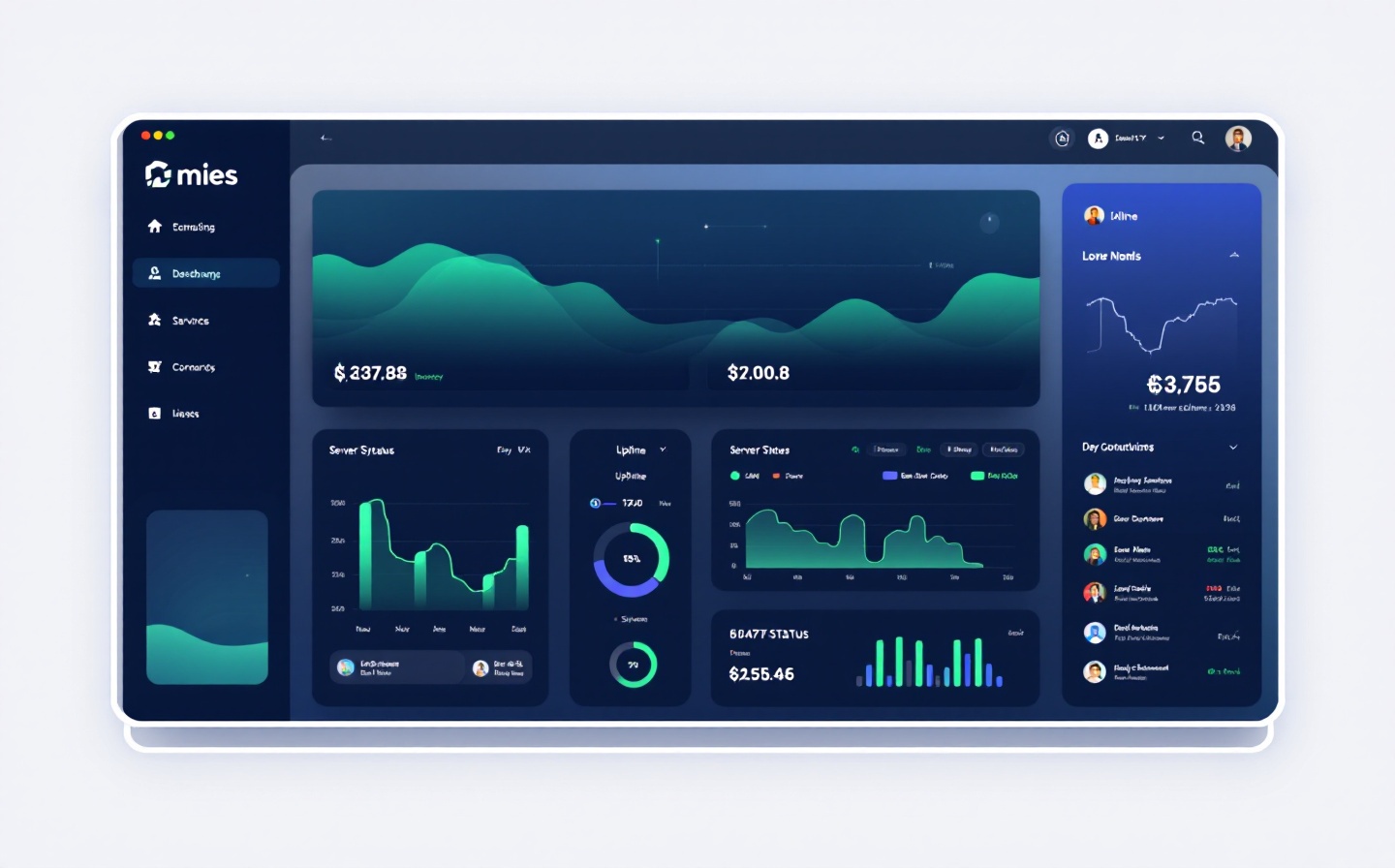 StatusPulse dashboard showing real-time uptime metrics for Stripe, Twilio, and AWS endpoints across a live monitoring grid